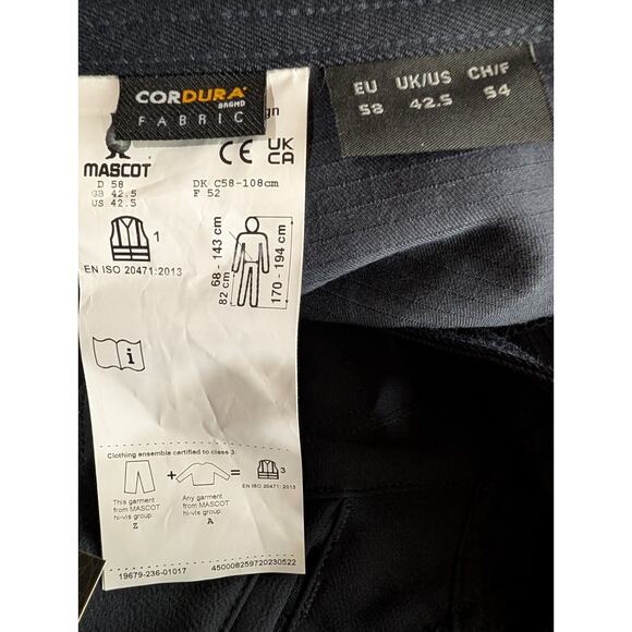 MASCOT 19679 Mens Accelerate Safe Trousers 42.5 With Kneepad Pockets Navy Hi Vis - Picture 7 of 7